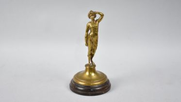 A Late 19th/Early 20th Century Brass Figure of Maiden in Classical Robe, 19cms HIgh