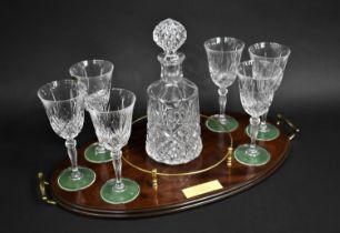 A Presentation Fitted Galleried Oval Drinks Tray with Inscription Plaque Dated for 1996 together