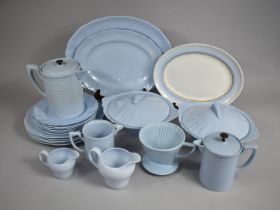 A Collection of Blue Glazed China to Comprise Part Meakin 'Glamour Celeste' Dinnerwares, Melior