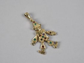 A 9ct Gold Jewelled Articulated Clown, 4.9gms