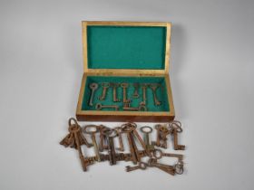 A Vintage Mahogany Box Containing Quantity of 19th Century Door and Cupboard Lock Keys