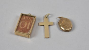 A Collection of Gold Mounted Jewellery to include Novelty Framed 1 Shilling Note, A 9ct Gold