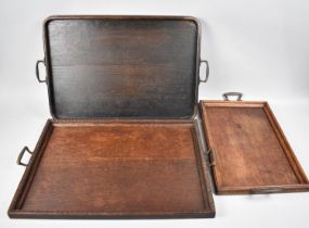 Three Vintage Wooden Two Handled Trays