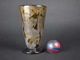 An Isle of Wight 'Azurene' Glass Vase, 15.5cm high Together with an Iridescent Glass Paperweight