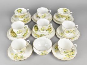 A Royal Albert Primrose Pattern Tea Set to Comprise Six Cups, Six Saucers and a Sugar Bowl