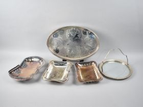 A Collection of Four Silver Plated Cake Basket and an Oval Silver Plated Tray with Pierced Gallery