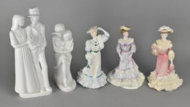 Three Coalport Ladies Together with Two Spode Figure Groups