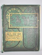 A Victorian Christmas Card Album Repurposed as a Scrapbook with Pencil Drawings, Water Colours,