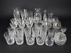 A Collection of Cut and Moulded Plain Glass to Comprise Couped Glasses, Tumblers etc