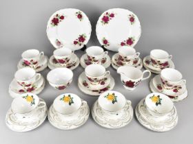 A Colclough Rose Decorated Tea Set To Comprise Eight Cups, Eight Saucers, Eight Side Plates, Two