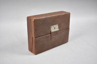 A Mid 20th Century Leather Covered Jewellery Box with Twin Hinged Lids and Removable Fitted Inner