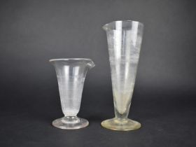 Two Early 20th Century Glass Measuring Flasks, Tallest 18.5cms High