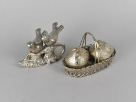 A Novelty Silver Plated Cruet in the Form of Two Chicks in a Basket with a Similar Example, Two