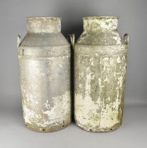 Two Vintage Aluminium Churns, One for Midlands Counties Dairy and the Other Express Dairy Co. 71.5cm