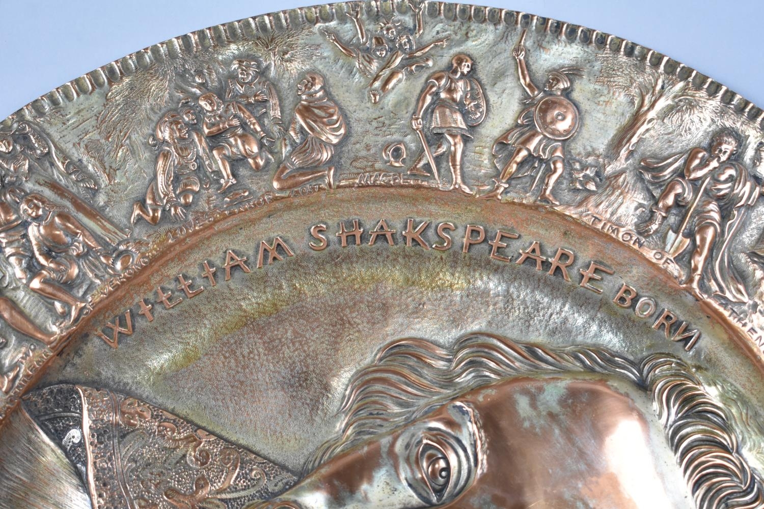 A Large Wall Hanging Circular Charger, Formerly Silver Plate on Copper, Decorated in Relief to - Image 2 of 3