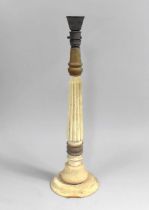 A Wooden Table Lamp of Turned Tapering and Reeded Form, in Need of New Bulb Fitting, 60cm high