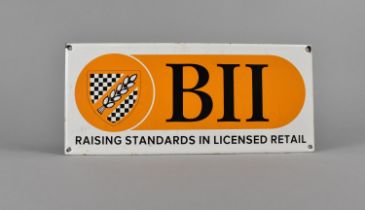 A Late 20th Century Enamelled Sign for BII, 'Raising Standards in Licensed Retail', 25.5cms by 11cms