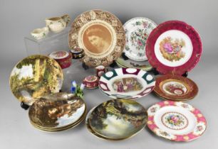A Collection of Ceramics to Comprise Limoges Plates, Lidded Boxes, Royal Albert Small Plate, Belleek