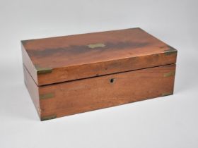 A Late 19th Century Brass Mounted Mahogany Writing Slope with Hinged Lid to Fitted Interior, Some