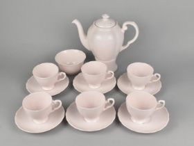 A Tuscan Pink Glazed Coffee Set to Comprise Six Cups, Six Saucers, Sugar Bowl and a Coffee Pot