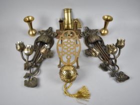 A Collection of various Brass and Metalwares to include Trivet, Wall Hanging Light Fitting,