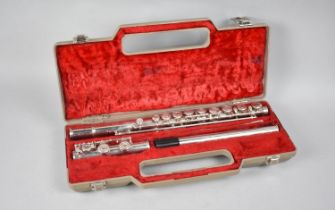 A Cased Silver Plated Flute by Rampone and Cazzani, Milan