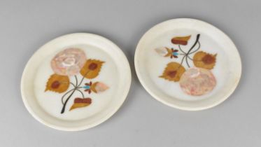 A Pair of Italian Pietra Dura Plates with Floral Decoration, 18.5cms Diameter