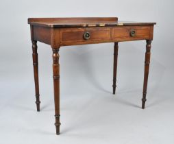 A Late 19th/Early 20th Century Two Drawer Side Table with Cross Banded and String inlaid Decoration,