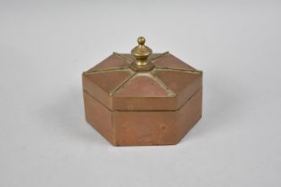 An Unusual Mid 20th Century Hexagonal Copper Dressing Table Jewellery Box, Hinged Lid to Padded