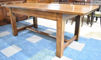 A Modern Oak Rectangular Refectory Dining Table on Square Supports, 203x89cm