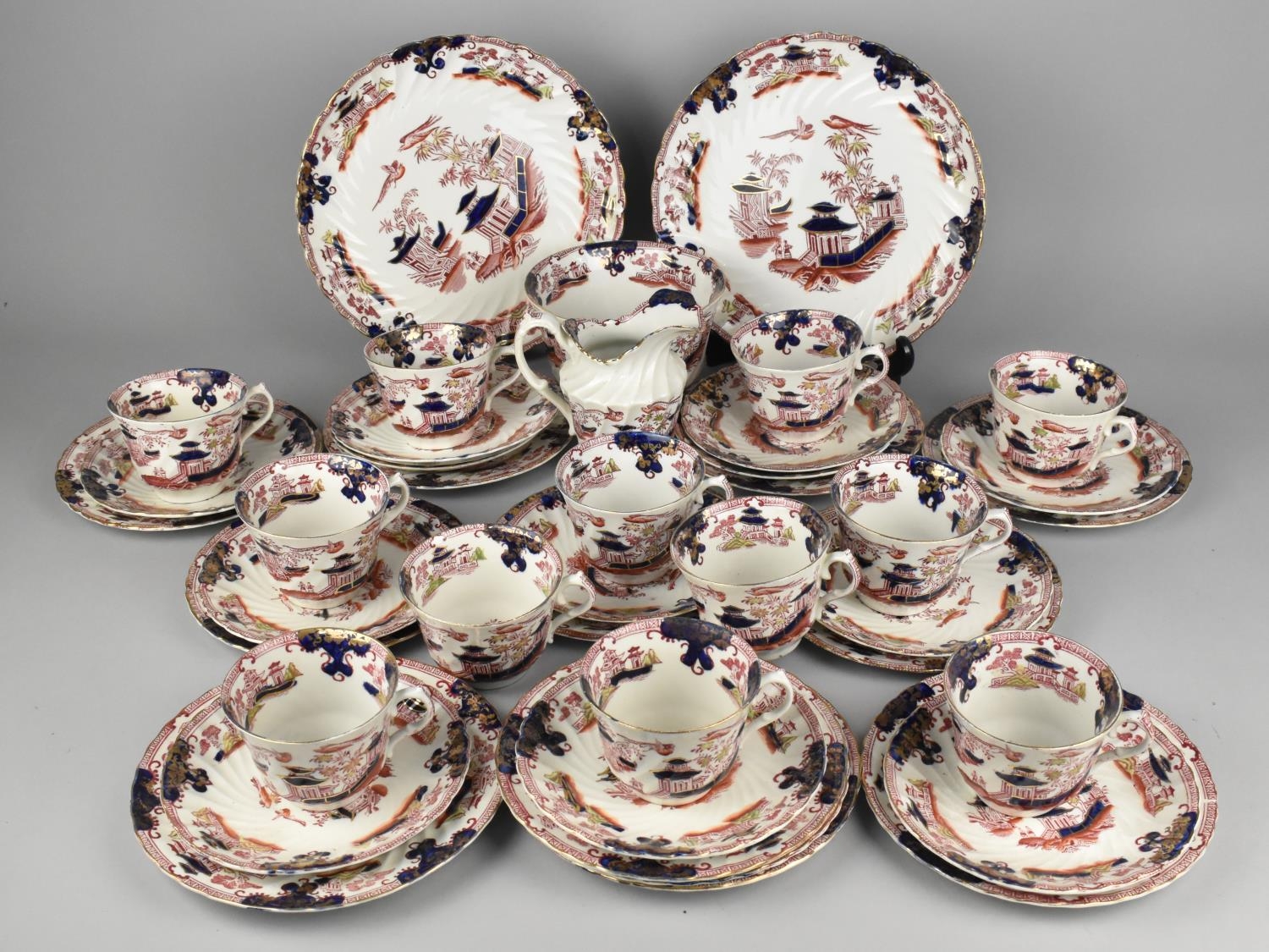 An Edwardian Clementson Bros Chusan Pattern Tea Set to Comprise Twelve Cups, Twelve Saucers,
