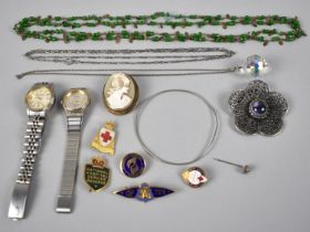 A Collection of Costume Jewellery to include Carved Cameo Brooch, Silver Chain with Cut Glass