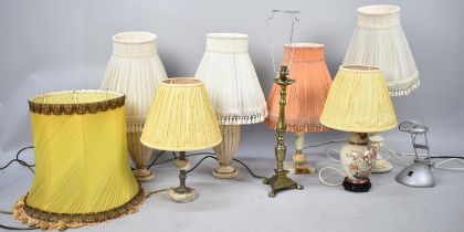 A Collection of Various Modern Table Lamps and Shades
