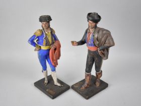 A Pair of Spanish Cold Painted Terracotta Figures, Bullfighter and Picador, Some Losses and