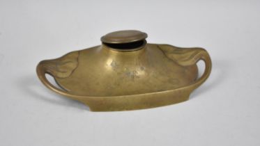 A Continental Bronze Art Nouveau/Jugendstil Desktop Inkstand, Missing Liner, 22.5cms Wide