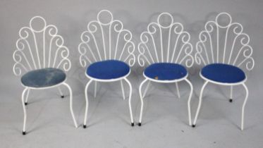 A Set of Four Children's Garden or Patio Chairs with Circular Pad Seats