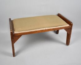 An Edwardian Rectangular Stool with Upholstered Pad Feet, 54cms Wide