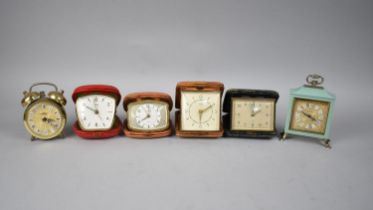 A Collection of Various Vintage Travel Alarm Clocks Etc