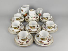 A Royal Worcester Evesham Tea Set to Comprise Seven Cups, Eight Saucers, Ten Side Plates, Two Jugs