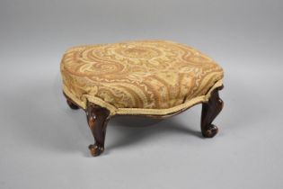 A Victorian Style Carved Mahogany Framed Upholstered Footstool, 30cms Wide