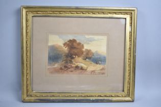 A Small Gilt Framed Watercolour, Continental Landscape, Monogrammed WH, 1862, 19.5x13.5cms