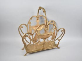 A Mid 20th Century Gilt Metal Magazine Rack with Adam Style Vase and Swag Decoration, 42cms Wide