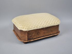 A 19th Century Inlaid Rectangular Footstool with Canted Corners, in Need of Restoration, Has Been
