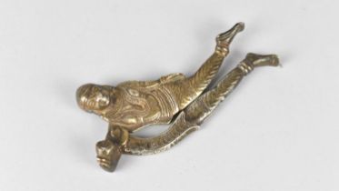 A Vintage Indian Metal Betel Nut Cracker in the Form of a Figure with Fish, 14cms Long