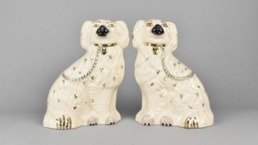 A Pair of Royal Doulton Staffordshire Style Spaniels, White Colourway, 25cm high