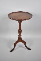 A Circular Piecrust Mahogany Tripod Wine Table, 29cms Diameter and 53cms High, Small Section of