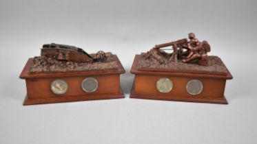 Two Danbury Mint Commemorative Sculptures, "The First Tank" and "Vickers Machine Gunners", Both with