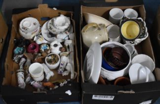 Two Boxes of Ceramics to Include Ornaments, Vases, Bowls etc