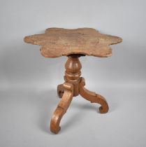 An Edwardian Oak Shaped Top Tripod Table/Stand, 45.5cms Diameter