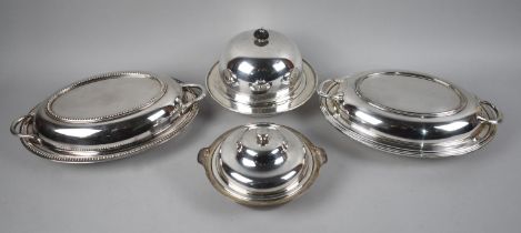 A Collection of Silver Plate to include Two Oval Entree Dishes and Two Muffin Dishes